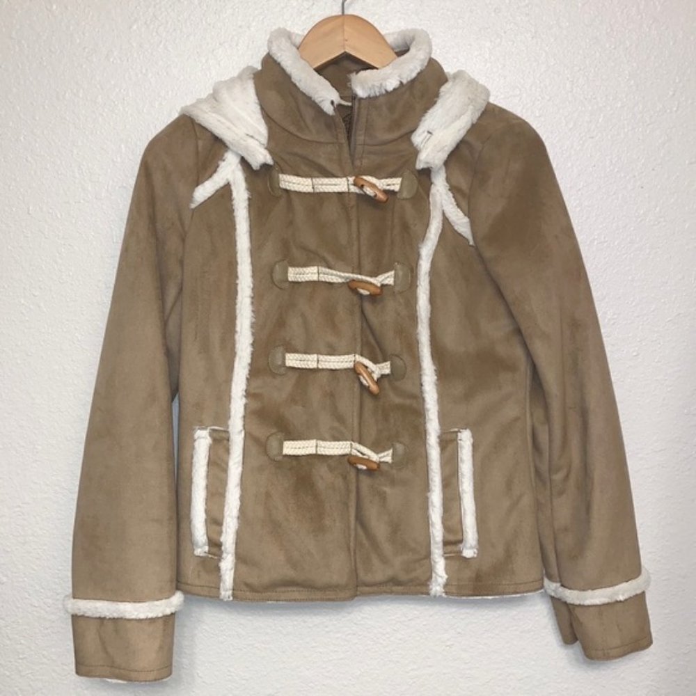 Anthropologie Idra Kai Faux Suede Shearling Coat Size 6